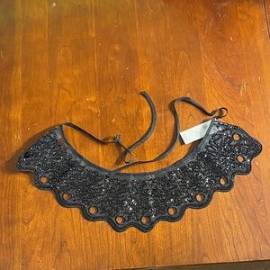 Anthropologie Black Sequin Embellished Collar
